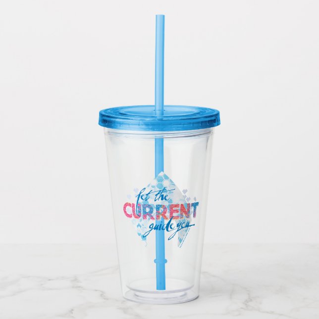 Aquaman | "Let The Current Guide You" Logo Graphic Acrylic Tumbler (Front)