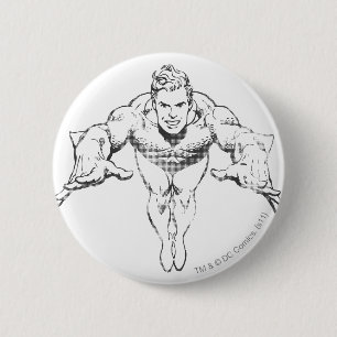Aquaman Lunging Forward BW 2 Inch Round Button
