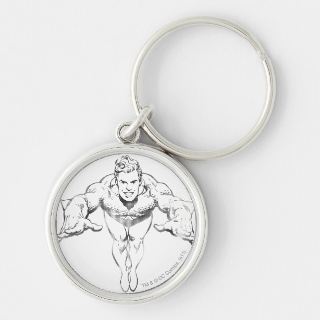 Aquaman Lunging Forward BW Keychain (Front)