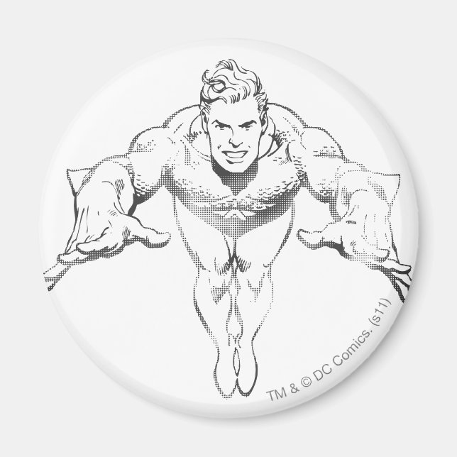 Aquaman Lunging Forward BW Magnet (Front)