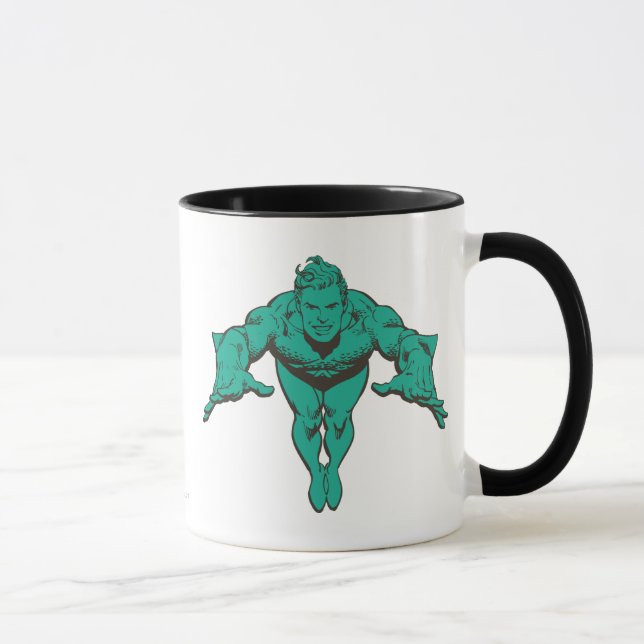 Aquaman Lunging Forward - Teal Mug (Right)