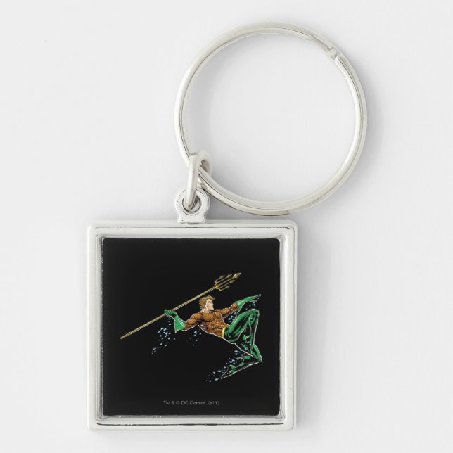 Aquaman Lunging with Spear Keychain (Front)