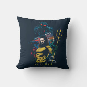 Aquaman Orin, Mera, and Black Manta Graphic Throw Pillow