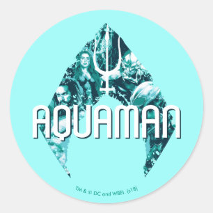Aquaman   Orin, Mera, Orm & Black Manta In Symbol Classic Round Sticker