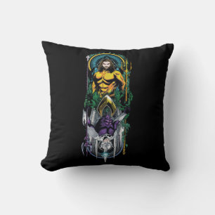 Aquaman   Orin & Orm Reversible Art Nouveau Panel Throw Pillow