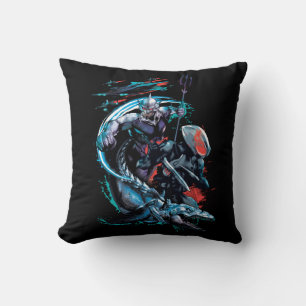 Aquaman   Orm, Black Manta, Tylosaur, & Ships Throw Pillow