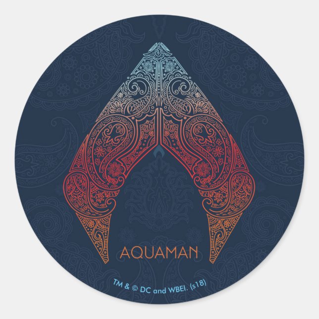 Aquaman | Paisley Aquaman Logo Classic Round Sticker (Front)