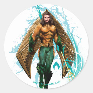 Aquaman   Prince Orin With Aquaman Logo Classic Round Sticker