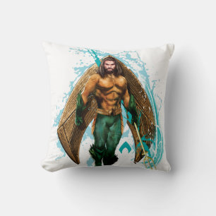 Aquaman   Prince Orin With Aquaman Logo Throw Pillow