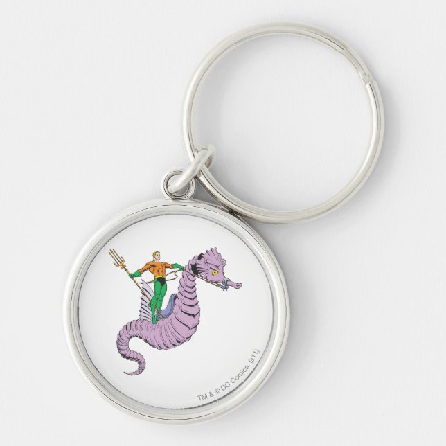 Aquaman Rides Seahorse Keychain (Front)