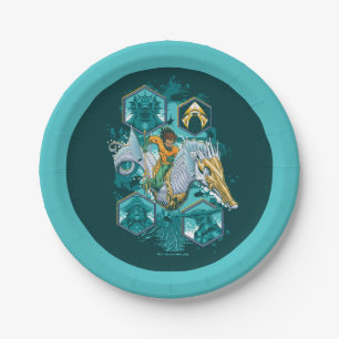 Aquaman Riding Seahorse Across Kingdoms Paper Plate
