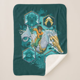 Aquaman Riding Seahorse Across Kingdoms Sherpa Blanket