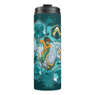 Aquaman Riding Seahorse Across Kingdoms Thermal Tumbler
