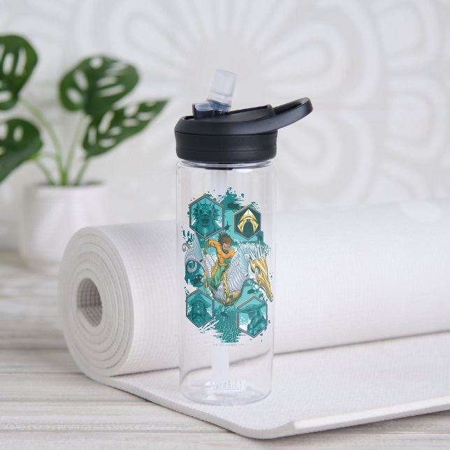 Aquaman Riding Seahorse Across Kingdoms Water Bottle (Yoga)