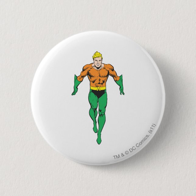 Aquaman Runs 2 Inch Round Button (Front)