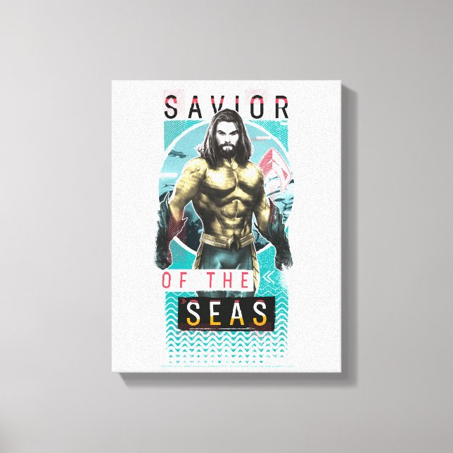 Aquaman | "Saviour Of The Seas" Modernist Graphic Canvas Print (Front)