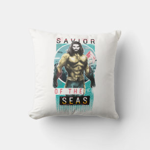 Aquaman   "Saviour Of The Seas" Modernist Graphic Throw Pillow