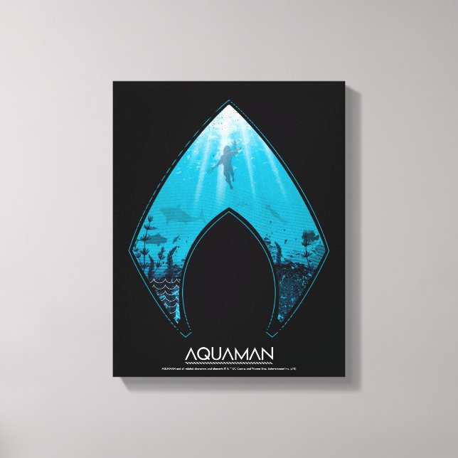 Aquaman | See Through Aquaman Logo Ocean Graphic Canvas Print (Front)