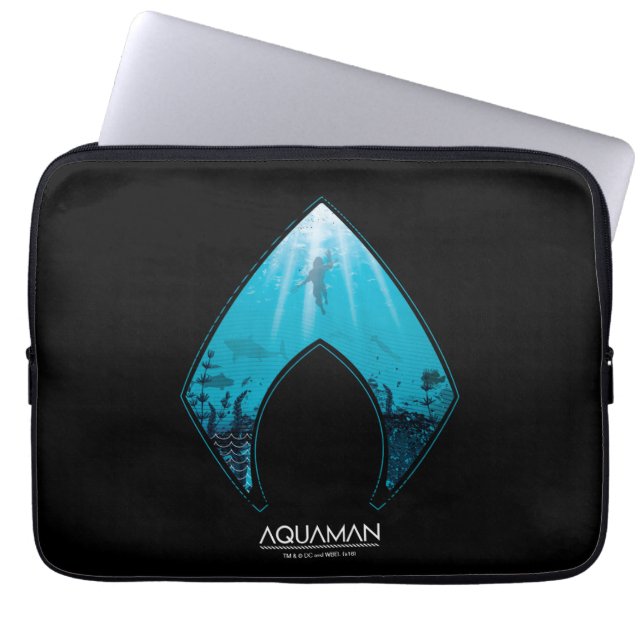 Aquaman | See Through Aquaman Logo Ocean Graphic Laptop Sleeve (Front)