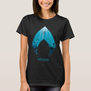 Aquaman   See Through Aquaman Logo Ocean Graphic T-Shirt