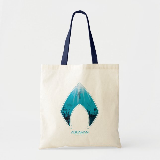 Aquaman | See Through Aquaman Logo Ocean Graphic Tote Bag (Front)