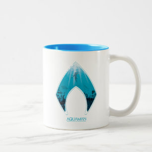 Aquaman   See Through Aquaman Logo Ocean Graphic Two-Tone Coffee Mug