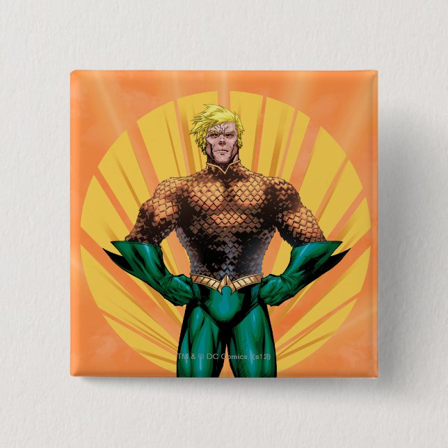Aquaman Standing 2 Inch Square Button (Front)