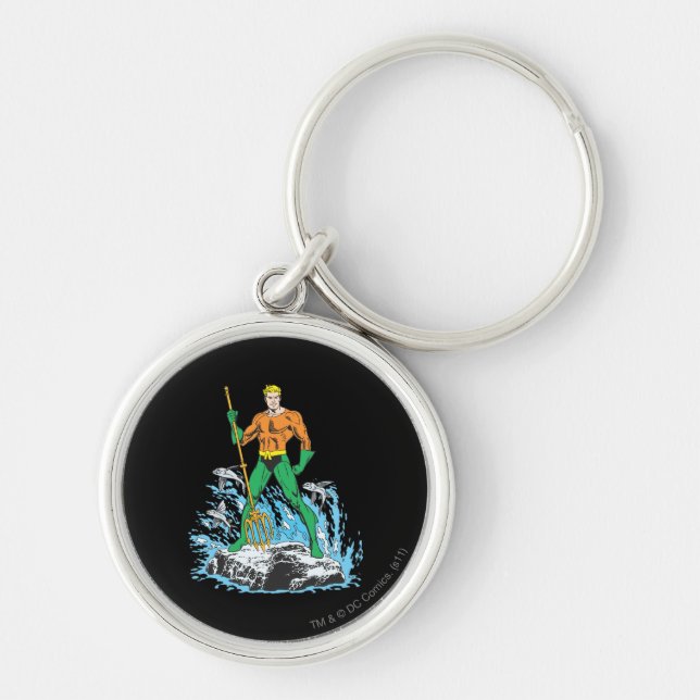 Aquaman Stands with Pitchfork Keychain (Front)