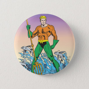 Aquaman Stands With Spear 2 Inch Round Button