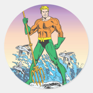 Aquaman Stands With Spear Classic Round Sticker