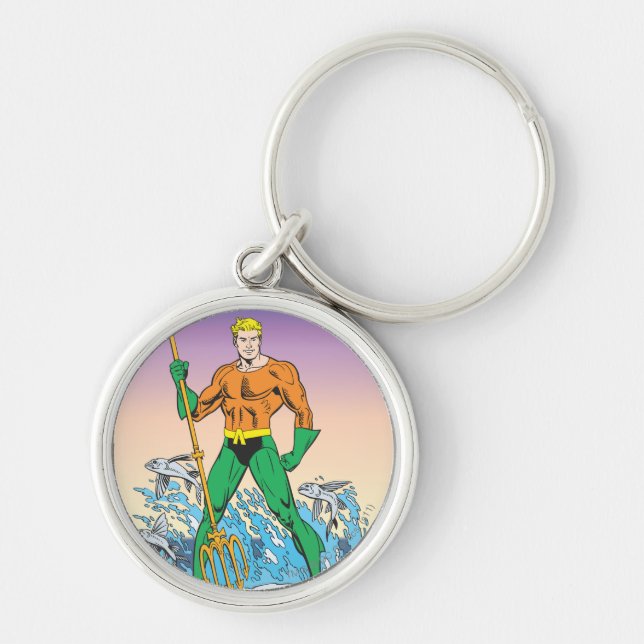 Aquaman Stands With Spear Keychain (Front)