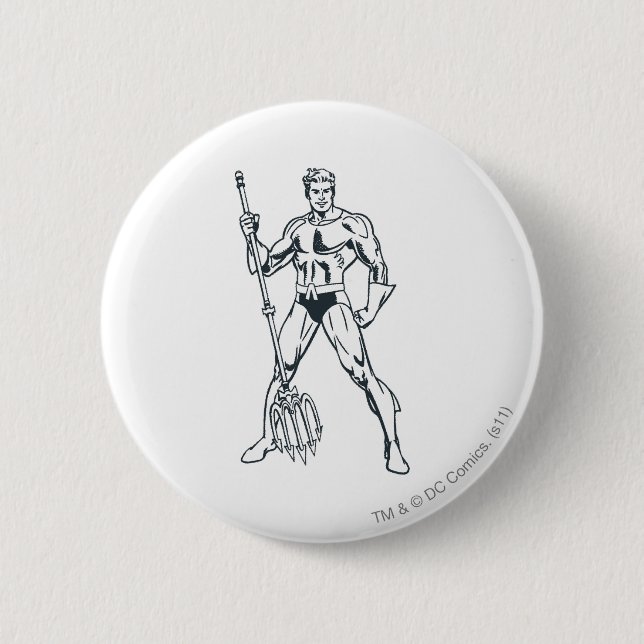 Aquaman with Pitchfork BW 2 Inch Round Button (Front)