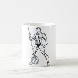 Aquaman with Pitchfork BW Coffee Mug