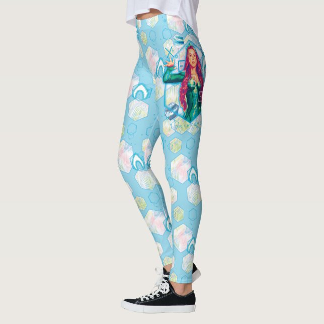 Aquaman | Xebel Princess Mera Hexagonal Graphic Leggings (Left)