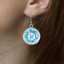 Aquamarine à facettes Imprimer Boucles d'oreilles 