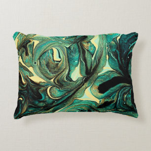 Aquamarine acrylic paints: abstract background. accent pillow