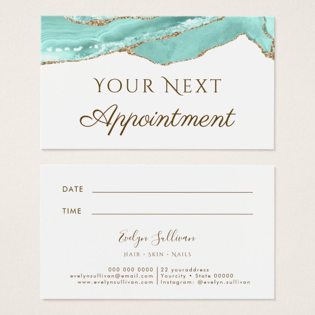 Aquamarine Agate Appointment Card (Front & Back)