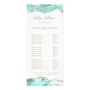 Aquamarine agate price list rack card