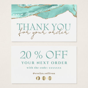 Aquamarine agate thank you discount card