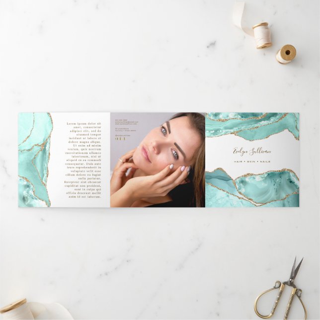 Aquamarine Agate Trifold Brochure (Outside)