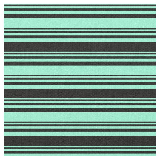 Aquamarine and Black Coloured Pattern of Stripes Fabric (Close Up)