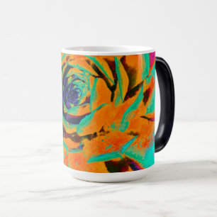 Aquamarine and Orange Succulent Sedum Rosette Magic Mug