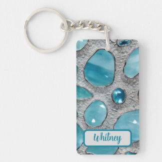 Aquamarine and Silver Inspired Keychain (05)