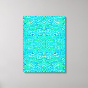 Aquamarine Arabesque Bohemian Pattern Canvas Print