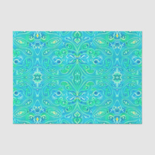 Aquamarine Arabesque Bohemian Pattern Tissue Paper