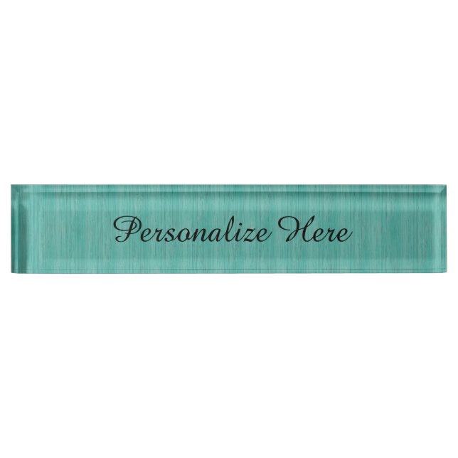 Aquamarine Bamboo Wood Grain Look Nameplate (Front)