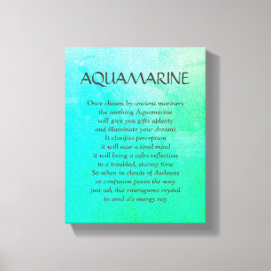 Aquamarine birthstone - March poem art canvas Print