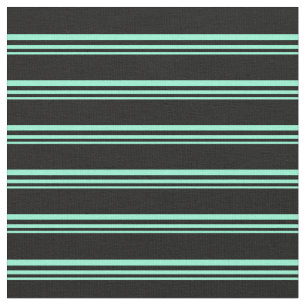 Aquamarine & Black Coloured Striped/Lined Pattern Fabric