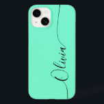 Aquamarine Black Elegant Calligraphy Script Name Case-Mate iPhone 14 Case<br><div class="desc">Aquamarine Elegant Black Calligraphy Script Custom Personalized Name iPhone 14 Smart Phone Cases features a modern and trendy simple and stylish design with your personalized name in elegant hand written calligraphy script typography on an aquamarine background. Designed by ©Evco Studio www.zazzle.com/store/evcostudio</div>