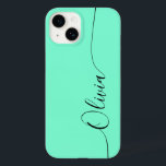 Aquamarine Black Elegant Calligraphy Script Name Case-Mate iPhone 14 Case<br><div class="desc">Aquamarine Elegant Black Calligraphy Script Custom Personalized Name iPhone 14 Smart Phone Cases features a modern and trendy simple and stylish design with your personalized name in elegant hand written calligraphy script typography on an aquamarine background. Designed by ©Evco Studio www.zazzle.com/store/evcostudio</div>